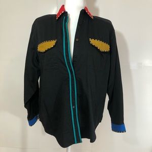 Vintage color block Button-Down Shirt